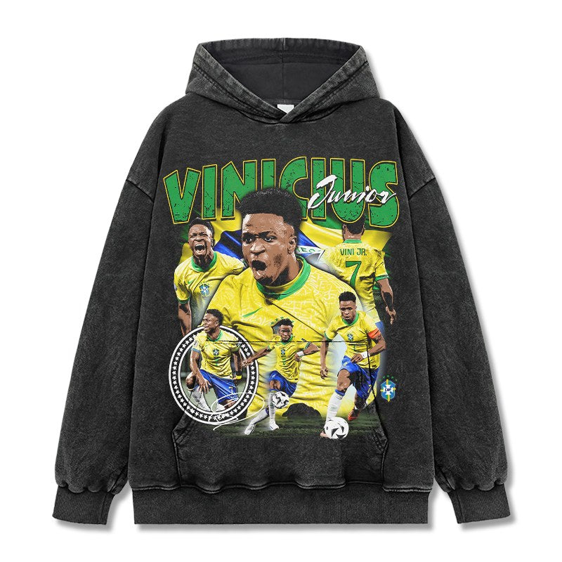 VINICIUS JR VINTAGE HOODIE – שחור שטוף