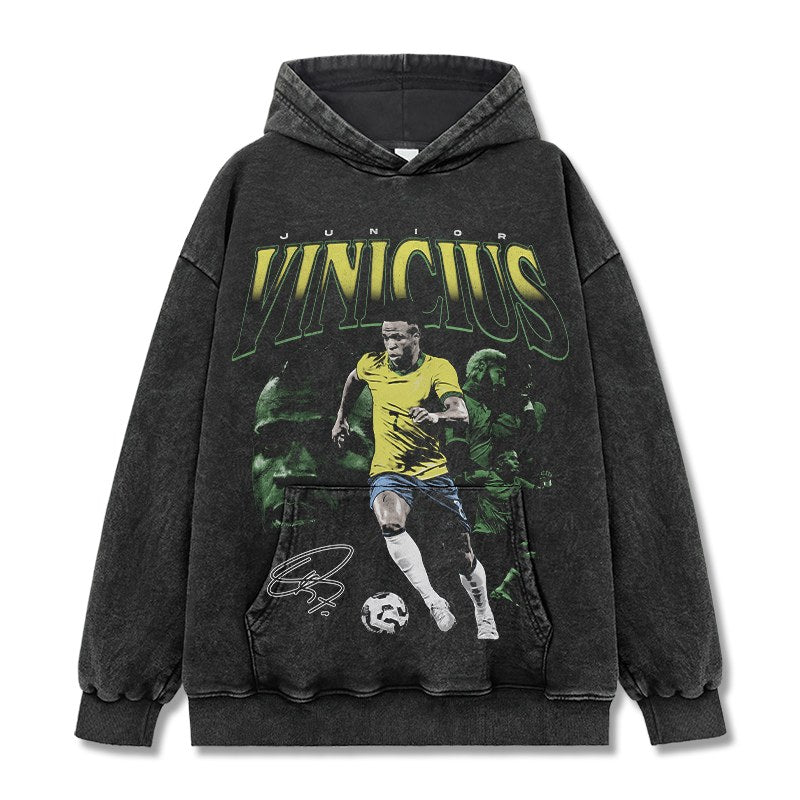 VINICIUS JR VINTAGE HOODIE – שחור שטוף