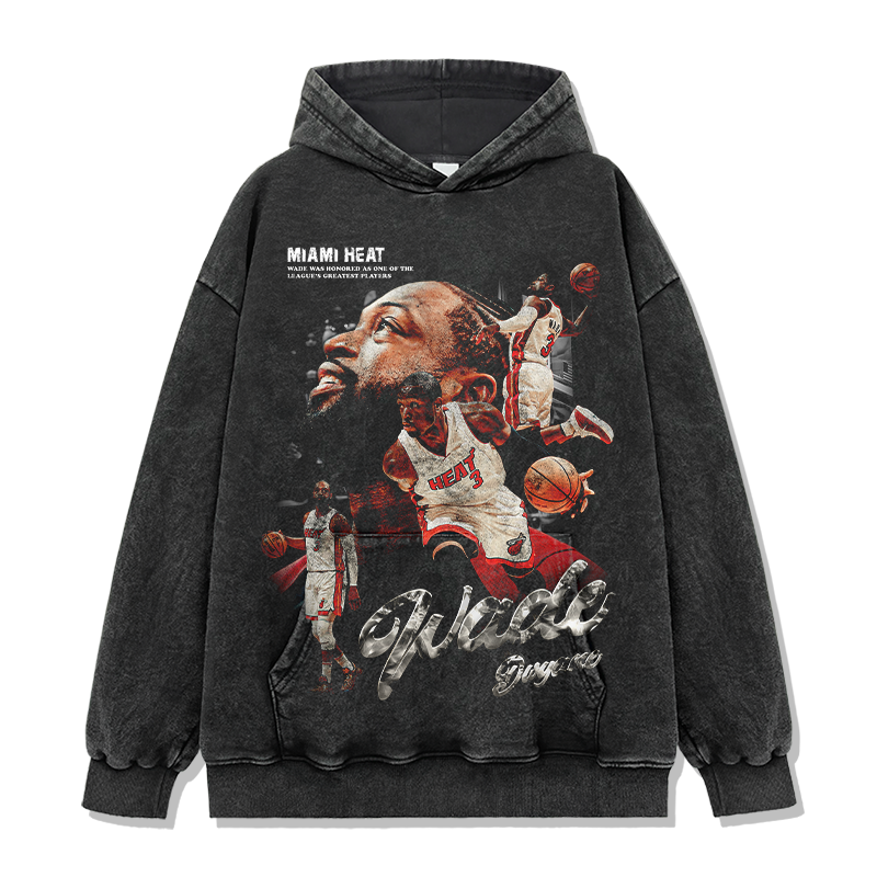 DWYANE WADE VINTAGE HOODIE – שחור שטוף