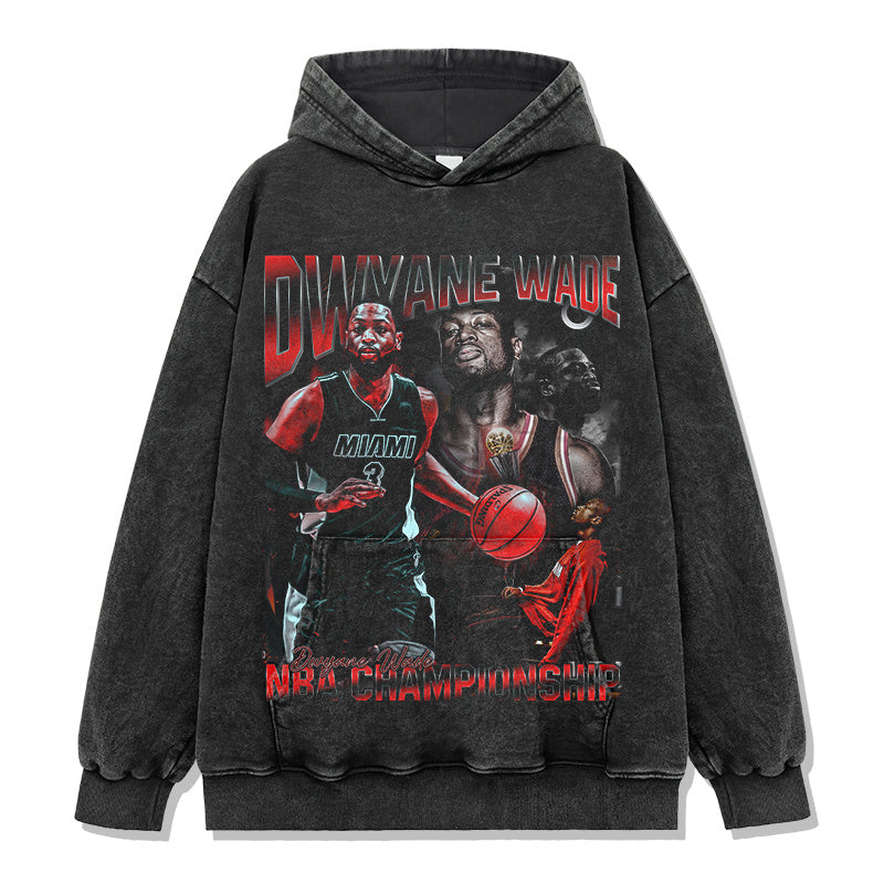 DWYANE WADE VINTAGE HOODIE – שחור שטוף