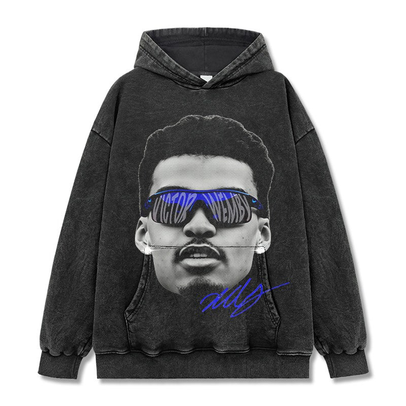VICTOR WEMBANYAMA VINTAGE HOODIE – שחור שטוף