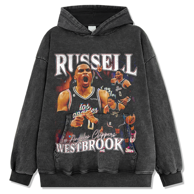 RUSSELL WESTBROOK VINTAGE HOODIE – שחור שטוף