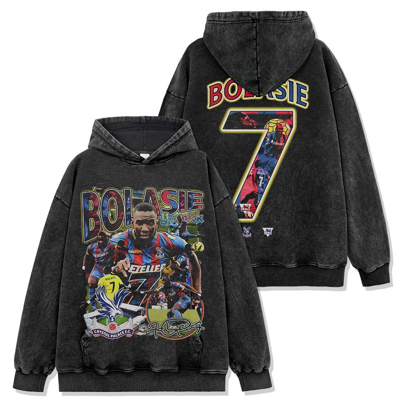 YANNICK BOLASIE VINTAGE HOODIE – שחור שטוף